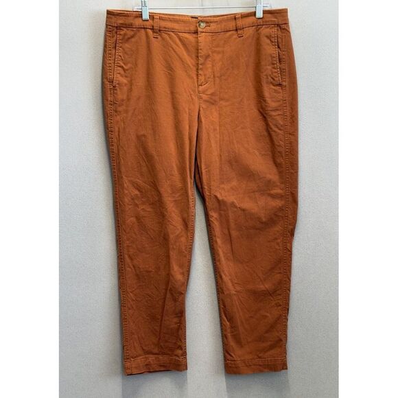 J Crew‎ Women's Size 14 Orange High Rise Girlfriend Chino Pants - Picture 1 of 10